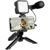 Logilink Vlogger-Starter-Kit, with LED Light, microphone and handle