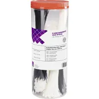 TRU COMPONENTS 1566530 Kabelbindersortiment 100 mm, 200 mm, 300 mm 3.60 mm Sort, Natur 500 stk