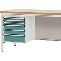 Manuflex ZB4922.5021 Gehäuse-Unterbau für ALU-Arbeitstische, Nutzhöhe 500 mm mit 6 Schubfächern, für Tischtiefe 800 mm