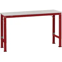 Manuflex AU7154.3003 Arbeits-Grundtisch UNIVERSAL Spezial mit Blechbelagplatte, BxTxH = 2500 x 1000 x 722-1022 mm Rubin-Rot