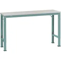 Manuflex AU7077.5021 Arbeits-Grundtisch UNIVERSAL Spezial mit Kunststoffplatte, BxTxH = 1500x1200x722-1022 mm Wasserblau