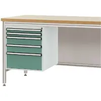 Manuflex ZB4875.0001 Gehäuse-Unterbau für ALU-Arbeitstische, Nutzhöhe 500 mm mit 5 Schubfächern, für Tischtiefe 600 mm