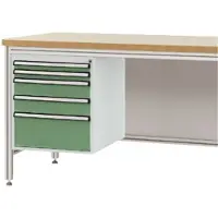 Manuflex ZB4875.6011 Gehäuse-Unterbau für ALU-Arbeitstische, Nutzhöhe 500 mm mit 5 Schubfächern, für Tischtiefe 600 mm