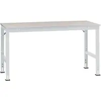 Manuflex AU6084.7035 Arbeits-Anbautisch UNIVERSAL Standard mit Blechbelagplatte, BxTxH = 1750 x 800 x 760-870 mm Lichtgrau (RAL 7035)