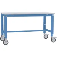 Manuflex AU7361.5012 Arbeitstisch UNIVERSAL Spezial mobil mit Melaminplatte, BxTxH = 1500 x 1000 x 752-972 mm Licht-Blau (RAL 5012)