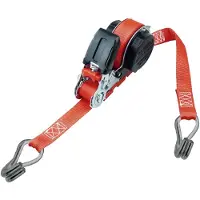 Petex Spanngurt 43197112, rot, mit Spitzhaken & Ratsche, 700kg Zurrkraft, DIN EN 12195-2, Aufrollautomatik, 25 mm x 5 m