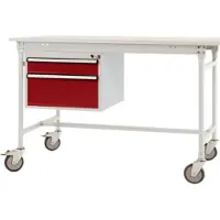 Manuflex ZB4582.3003 Gehäuse-Unterbau mobil, Nutzhöhe 2 Schubfächer mm mit rubinrot RAL 3003. Für Tischtiefe 800 mm