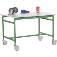 Manuflex BB4045.6011 Beistelltisch BASIS mobil mit Multiplex-Platte in Resedagrün RAL 6011, BxTxH: 1250 x 800 x 850 mm Resedagrün (RAL 6011)