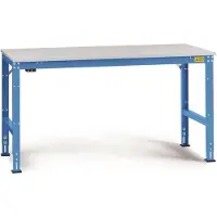 Manuflex LU4033.5012 ESD ESD-Arbeitstisch UNIVERSAL Standard Grundtisch mit Kautschukplatte, BxTxH = 1250 x 800 x 760-870 mm Licht-Blau (RAL 5012)
