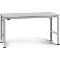 Manuflex LU4083.9006 ESD ESD-Arbeitstisch UNIVERSAL Standard Grundtisch mit Kautschukplatte, BxTxH = 1750 x 800 x 760-870 mm Alusilber