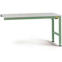 Manuflex LU6033.6011 ESD ESD-Arbeitstisch UNIVERSAL Standard Anbautisch mit Kautschukplatte, BxTxH = 1250 x 800 x 760-870 mm Resedagrün (RAL 6011)