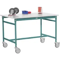 Manuflex BB4029.5021 Beistelltisch BASIS mobil mit PVC-Tischplatte in Wasserblau RAL 5021, BxTxH: 1000 x 800 x 850 mm Wasserblau