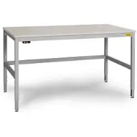 Manuflex LC3053.9006 ESD ESD-Arbeitstisch CANTOLAB Spezial mit Kautschukplatte, BxTxH = 1500 x 800 x 752-952 mm Alusilber