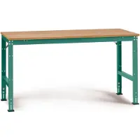 Manuflex AU4025.0001 Arbeits-Grundtisch UNIVERSAL Standard mit Multiplexplatte, BxTxH = 1250 x 600 x 760-870 mm Grau, Grün