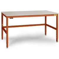 Manuflex LC3058.2001 ESD ESD-Arbeitstisch CANTOLAB Spezial mit Melaminplatte, BxTxH = 1500 x 800 x 752-952 mm Rotorange (RAL 2001)