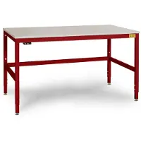 Manuflex LC3083.3003 ESD ESD-Arbeitstisch CANTOLAB Spezial mit Kautschukplatte, BxTxH = 1750 x 800 x 752-952 mm Rubin-Rot