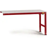 Manuflex LU6128.3003 ESD ESD-Arbeitstisch UNIVERSAL Standard Anbautisch mit Melaminplatte, BxTxH = 2000 x 1000 x 763-873 mm Rubin-Rot
