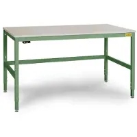 Manuflex LC3928.6011 ESD ESD-Arbeitstisch CANTOLAB Spezial mit Melaminplatte, BxTxH = 2000 x 1000 x 752-952 mm Resedagrün (RAL 6011)