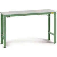 Manuflex LU7018.6011 ESD ESD-Arbeitstisch UNIVERSAL Spezial Grundtisch mit Melaminplatte, BxTxH = 1000 x 800 x 725-1025 mm Resedagrün (RAL 6011)