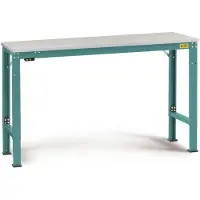 Manuflex LU7016.5021 ESD ESD-Arbeitstisch UNIVERSAL Spezial Grundtisch mit Kunststoffplatte, BxTxH = 1000 x 800 x 728-1028 mm Wasserblau