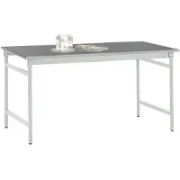 Manuflex BB3034.7035 Beistelltisch BASIS stationär mit Blechbelag-Platte in Lichtgrau RAL 7035, BxTxH: 1250 x 600 x 780 mm Lichtgrau (RAL 7035)