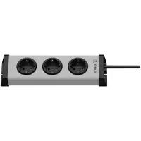 Ehmann 0200x00032303 Steckdosenleiste mit Schalter Silber, Schwarz Schutzkontak