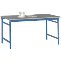Manuflex BB3044.5007 Beistelltisch BASIS stationär mit Blechbelag-Platte in Brillantblau RAL 5007, BxTxH: 1250 x 800 x 780 mm Brillantblau (RAL 5007)