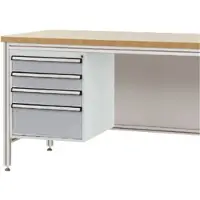 Manuflex ZB4822.9006 Gehäuse-Unterbau für ALU-Arbeitstische, Nutzhöhe 500 mm mit 4 Schubfächern, für Tischtiefe 800 mm