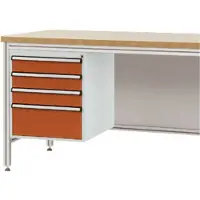 Manuflex ZB4825.2001 Gehäuse-Unterbau für ALU-Arbeitstische, Nutzhöhe 500 mm mit 4 Schubfächern, für Tischtiefe 600 mm