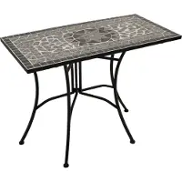 Degamo Wandtisch Anbautisch Konsolentisch SIENA rechteckig 45x90cm, Eisen schwarz, Tischplatte Mosaik grau