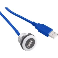 TRU COMPONENTS USB-Einbaubuchse Buchse, Einbau USB-12-BK USB-Buchse Typ A auf USB-Stecker Typ A mit 60 cm Kabel Inh