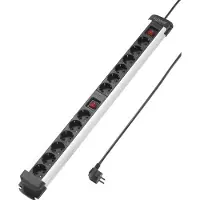 Sygonix SY-4538268 Steckdosenleiste mit Schalter 12fach Schwarz, Silber Schutzkontakt 1 St.