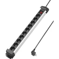 Sygonix SY-4538266 Steckdosenleiste mit Schalter 10fach Schwarz, Silber Schutzkontakt 1 St.