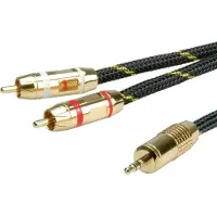Roline GOLD Audio-Verbindungskabel, 3,5mm Stereo - 2x Cinch, ST/ST, 2,5 m 11.09.4273