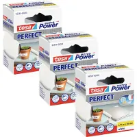 TESA 3x EXTRA POWER PERFECT Gewebeband, gewebeverstärktes Ductape, Dreierpack