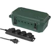 Sygonix SY-5598168 Verteilerbox 4fach Standard-Grün (seidenmatt), Schwarz erhöhter Berührungsschutz, mit 4-Fach Steckdo