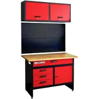 Holzmann Werkbank mit Hängeschrank und Lochwand WHL1200