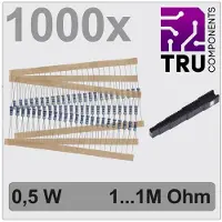 TRU COMPONENTS TC-12888480 T22P083 Metallschicht-Widerstand Sortiment axial bedrahtet 0411 0.5 W 1 % 1000 St.