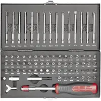 Toolcraft HT02183 820952 Bitsæt 75 dele Kærv, Unbrako, Clutch, Tri-Wing, TORQ, Multitand (XZN), Krydskærv Pozidriv, Krydskærv Phillips, T-profil