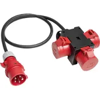 Pce CEE-Adapter IP44 H07RN-F5G1,5mm2 L.1,5m Eingang/Ausgang 1xCEE/3xKuppl.