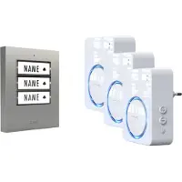 M-E Modern-Electronics 100168 Funkklingel Komplett-Set beleuchtet, klangaktiv, mit Bewegungsmelder, mit Namensschild