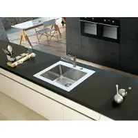 Respekta Küchenspüle Glas Einbauspüle Edelstahl Spüle 55 x 53 Weiß New York