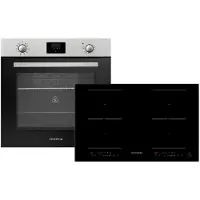 Respekta Backofen Herd Kochfeld Herdset Induktion 77cm Timer 2 Flexzonen Slider ASET1408800I
