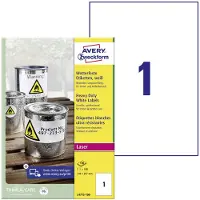 Avery-Zweckform Wetterfeste Folien-Etiketten L4775-100, 210 x 297 mm, permanent, weiß