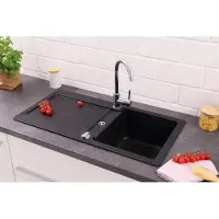 Respekta Küchenspüle Einbauspüle Granit Spülbecken Spüle 86 x 43 Schwarz Atlanta