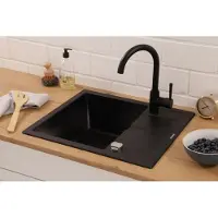 Respekta Küchenspüle Einbauspüle Granit Spülbecken Spüle 58x50 Schwarz Nashville