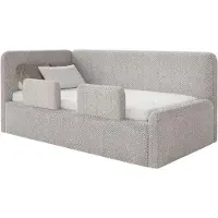 Selsey Fanko – Kinderbett 90x200 cm mit Rausfallschutz, Kopfteil links, Plüsch, Graubeige