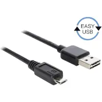 DeLOCK EASY-USB 2.0-A - USB 2.0 micro-B, 5m, 5 m, USB A, Micro-USB B, USB 2.0, Männlich/Männlich, Schwarz