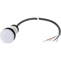Eaton 185142 Leuchtmelder, flach, Kabel (schwarz) mit offenem Ende, 4-polig, 1 m, Linse weiß, LED weiß, 24 V AC/DC C22-L-W-24-P62