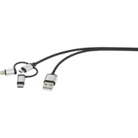 Renkforce USB-Kabel USB 2.0 USB-A Stecker, USB-C Stecker, USB-Micro-B Stecker, Apple Lightning Stecker 3.00 m Dark-Gre